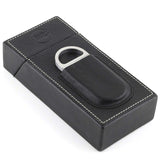 Mrs. Brog Elegant Full Grain Leather Cigar Humidor Compact Case - Travel Box - Black