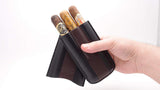 Triple Buffalo Hide Leather Cigar Case