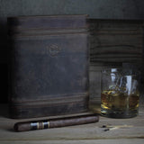 Handmade Authentic Hunter Oil Pull Up Leather Cigar Humidor Case - with Special Humidity Rise Tunnel Feature