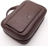Tobacco Pipe Leather Case - 4 Pipes - Authentic Full Grade Leather - Black