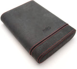 Travel Cigar Humidor Box Great Carry Along - Authentic Soft Cow Leather - Black